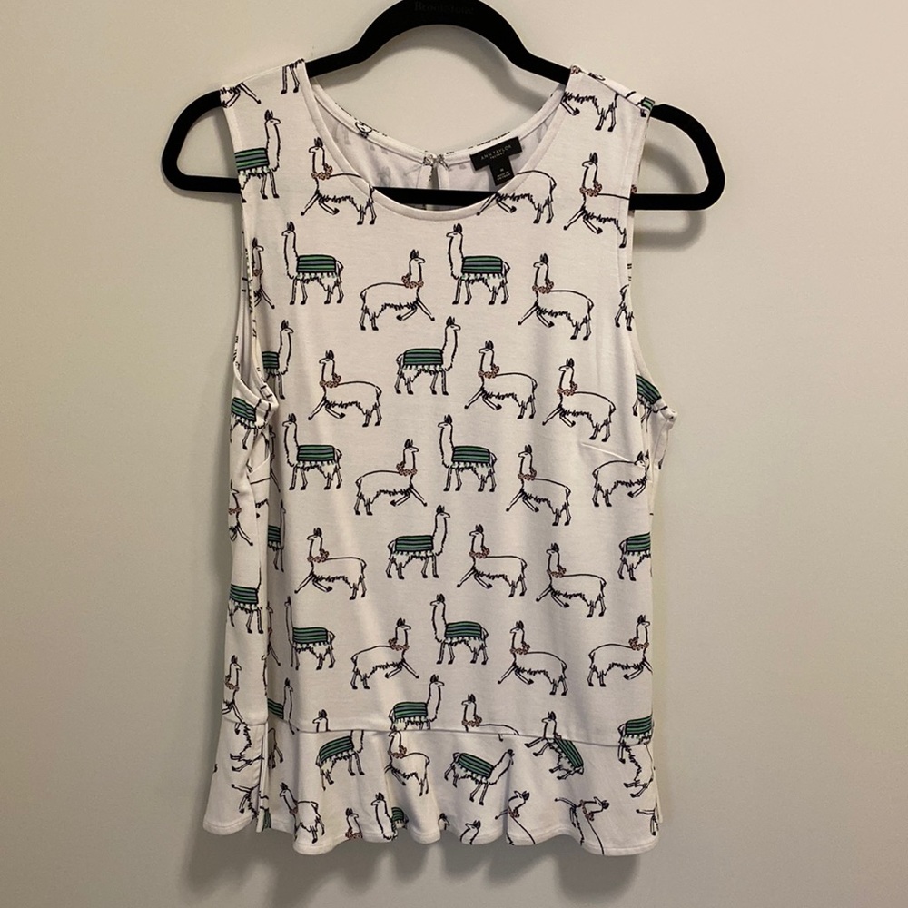 Ann Taylor Llama Print Sleeveless Blouse